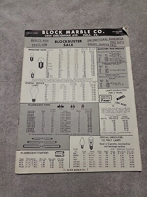 #ad 1963 Block MARBLE COMPANY PHIL PA Catalog of Wholesale Prices magazine $14.00