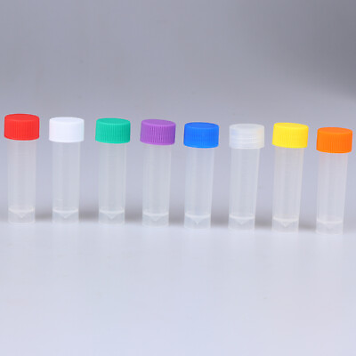 #ad 10Pcs 5ml Plastic Test Tubes Vial With Screw Seal Cap Pack Contai^WR C $2.89
