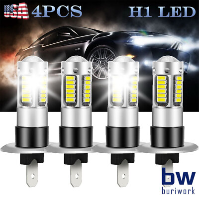 #ad 4pcs H1 LED 6500K Headlight Bulbs High Low Beam Super Bright White $10.79