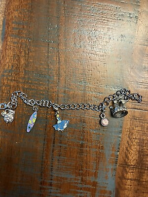 #ad disney mickey mouse bracelet silver tone With Four Additional Charms $25.00