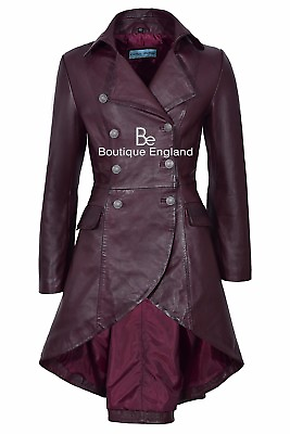 #ad EDWARDIAN Ladies Leather Jacket Cherry Long Back Victorian Gothic Coat 3491 GBP 183.61