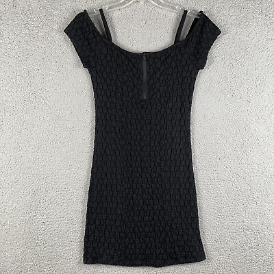 #ad Silence Noise Black Dress Size L Mini Form Fitting Stretch Cotton Blend ￼ $15.99