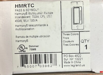 #ad HMRTC Legrand Pamp;S Radiant Multi Location Remote Dimmer White Ivory Light Almond $33.00