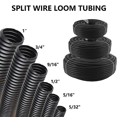 #ad Split Wire Loom Conduit Polyethylene Tubing Sleeve Cable Harness Tube Wrap Lot $57.65