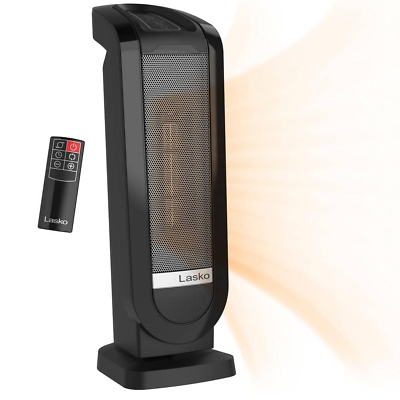 #ad 1500W 22quot; Black Electric Tower Oscillating Ceramic Space Heater Digital Remote $77.12