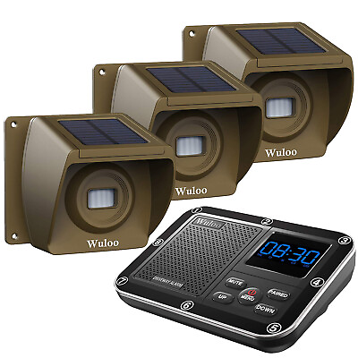 #ad Wuloo Solar Powered Wireless Driveway Sensor Alarms Long Range Motion Detectors $96.71