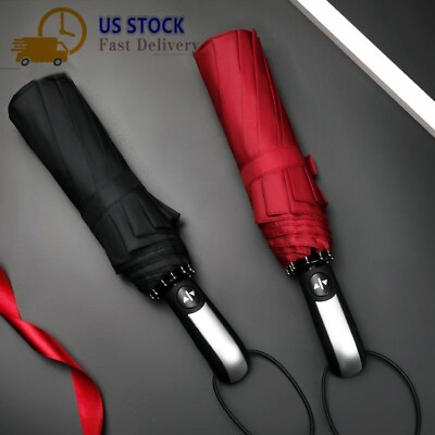 #ad Automatic Black Umbrella Anti UV Sun Rain Windproof 3 Folding Compact Umbrella $12.34