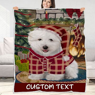 #ad Coton De Tulear Dog Blanket Personalized Throw Woven Fleece Sherpa Christmas NWT $69.99