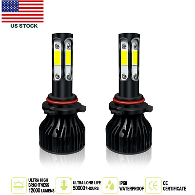 #ad 4 Sides COB LED Headlight Bulbs Kit 9006 HB4 200W 12000LM Super Bright 6000K $14.99