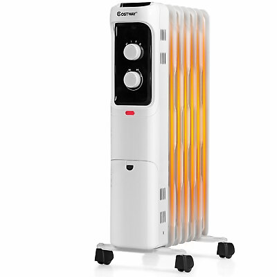 #ad #ad 1500W Oil Filled Heater Portable Radiator Space Heater w Adjustable Thermostat $64.99