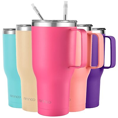 #ad mininoo Insulated Cup with Handle and Straw 40 oz Tumbler with Handle Gifts... $31.22