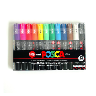 Posca Paint Pens Markers Extra Fine Point Set PC 1M 12 Colors US Seller $26.99