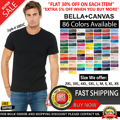 #ad Bella Canvas Unisex T Shirt Short Sleeve 100% Cotton Jersey Tee 3001C T Shirt $8.89