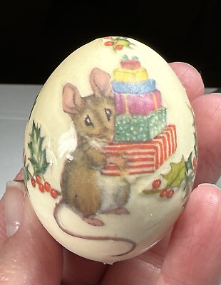 #ad Vintage Homemade Christmas Mouse 2quot; Decorated Egg Excellent Vintage Condition $12.00