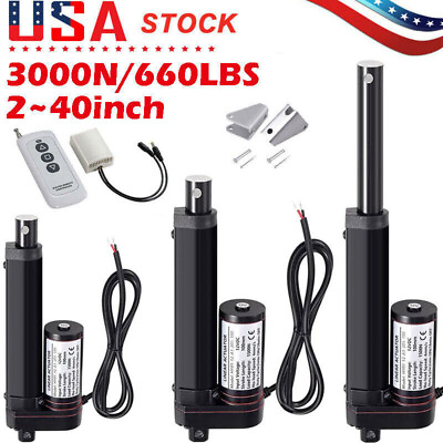 #ad DC 12V 2quot; 40IN Linear Actuator Heavy Duty Waterproof 3000N 660lbs 0.2quot; s IP65 $15.99