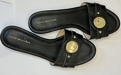 #ad Tommy Hilfiger Sandals Flats Black Size 9M $19.00