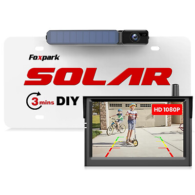 #ad Foxpark Solar Wireless Backup Reverse Rear View Camera HD 1080P 5quot; Monitor NEW $109.89