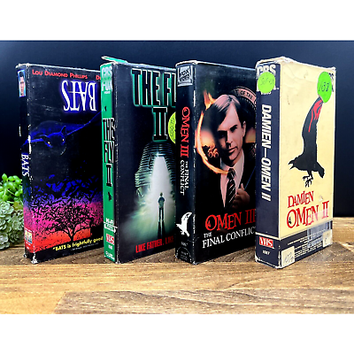 Vintage 70s 80s 90s Horror VHS Omen II Omen III The Fly II Bats Lot Of 4 VHS $28.00