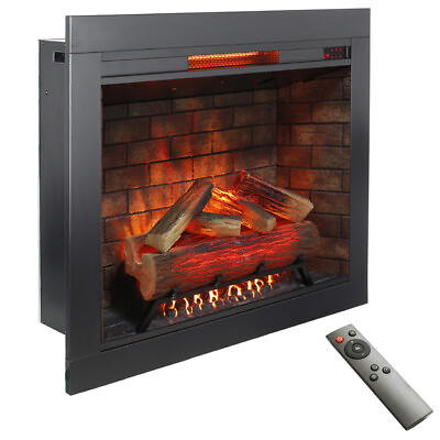 #ad 33quot; Electric Fireplace Insert Touch Panel Heater Overheat Protection w Trim Kit $329.99