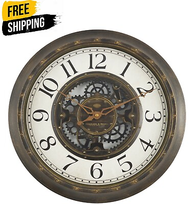 Mainstays Indoor 15.5quot; Aged Bronze Arabic Industrial Gear Wall Clock $23.80