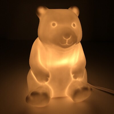 #ad White Polar Bear Night Light Ceramic Table Lamp Pillowfort New Bulb $29.95