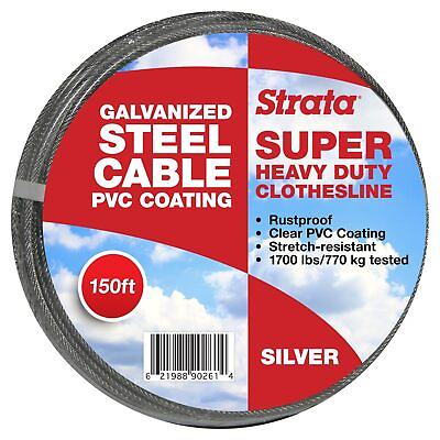 #ad Strata 150 Feet Clothesline Outdoor Heavy Duty Galvanized Wire Steel Cable S... $49.10
