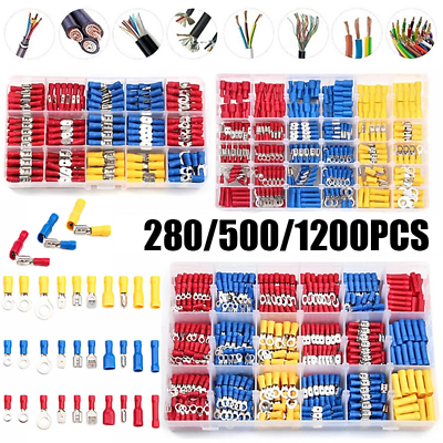 #ad 1200x Assorted Insulated Electrical Connectors Terminals Kit Crimp Wire Spade $10.44