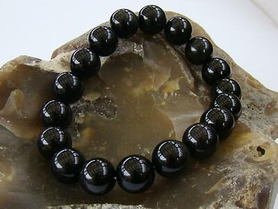 #ad Mens Bracelets Natural Gemstone Black Agate bracelet 12mm beads $3.40