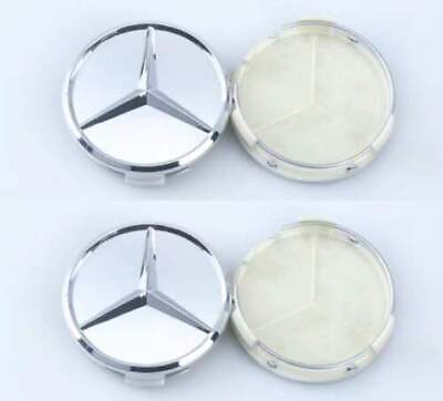 #ad 75mm Wheel Center Hub Caps Emblem Chrome Badge For Mercedes Benz 1Set 4PCS $15.99