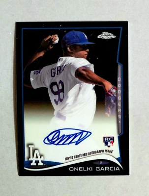 #ad ONELKI GARCIA Dodgers 2014 BLACK REFRACTOR SIGNED AUTOGRAPH ##x27;d Card 56 100 $3.95