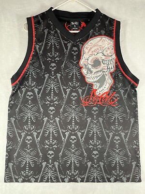 #ad So Cal Sleeveless Men#x27;s Skulls Black And Red Top Large $29.99