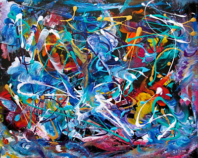 #ad Energy of Chaos 080322 Original Abstract Acrylic Painting on Stretched Canvas $199.00