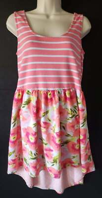 #ad Matilda Jane Womens M 10 12 Casual Dress Pink Striped Floral Print Sleevless Spr $22.45