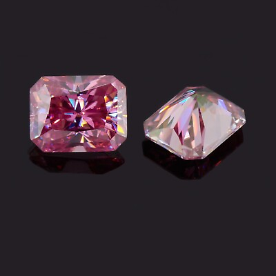 #ad 5x7 8x10mm Pink Radiant Loose Moissanite Stone VVS1 With GRA Certificate $152.00