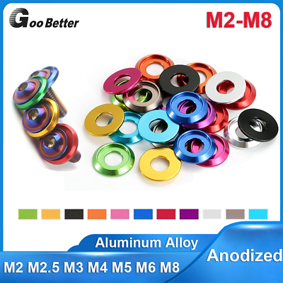 #ad M2 M8 Anodized Aluminum Alloy Washers for Button Pan Head Bolt Gasket Colorful $4.45
