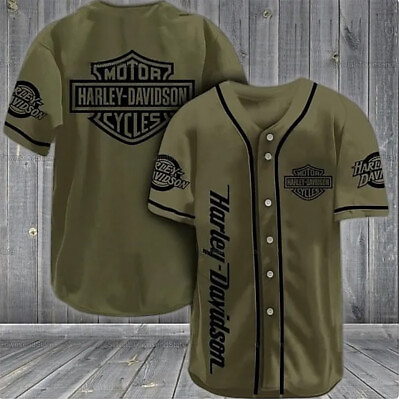#ad #ad Harley Davidson Motorcycles Baseball Jersey 3D Print Shirts For Men Women S 5XL $32.99