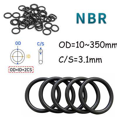 #ad 10Pcs Metric O Ring Nitrile Rubber O ring NBR Seal O rings OD=10 350mm C S=3.1mm $7.35