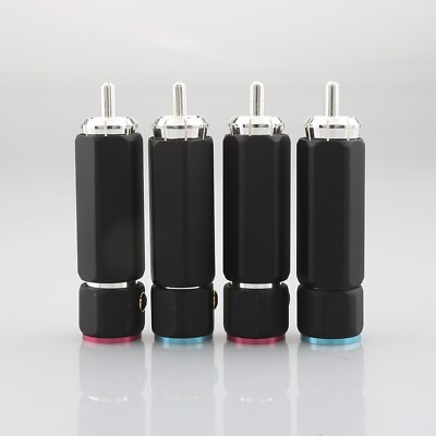 #ad 4PCS Silver Plated audio RCA connectors plug for DIY Audio interconnect cable $13.50
