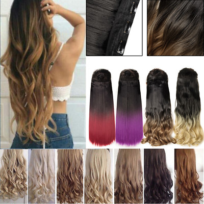 #ad Real One Piece 100% as Human Hair Extensions 3 4Full Head False Ombre Piece $16.12