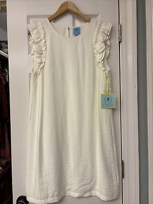 #ad NWT CeCe White Ruffle Sleeve Lined Dress. Size 12. Casual Graduation $119 Beach $31.00