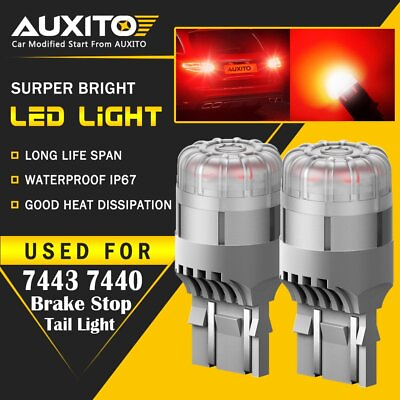 #ad AUXITO 7443 7444 Red LED Bulb Brake Tail Stop Parking Light 7440 Bright Lamp EOA $12.99