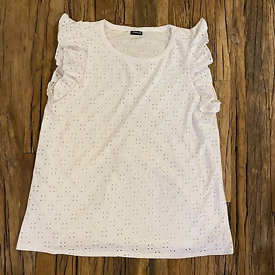#ad Torrid Blouse Womens 2X White Short Sleeve Knit Blouse Tunic Flutter Ladies NEW $17.77
