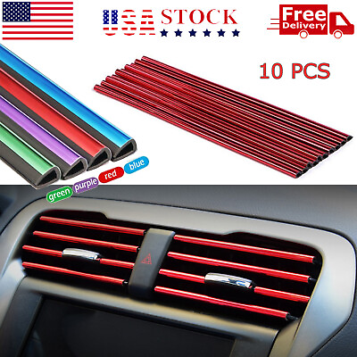 #ad 10 PCS Car Interior Air Conditioner Outlet Decoration Stripes Cover Accessories $5.99