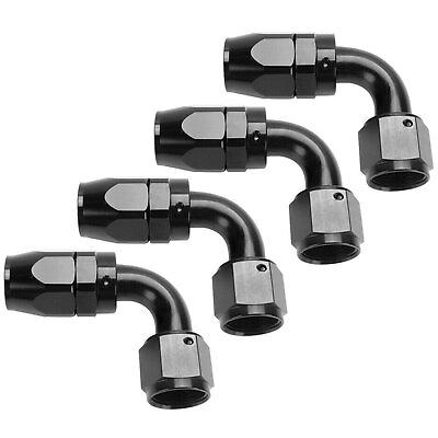#ad #ad 4PCs 6AN AN6 6AN 90 Degree BLACK SWIVEL FUEL OIL HOSE END FITTINGS ADAPTER $12.88