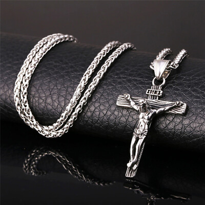#ad #ad Men Stainless Steel Jesus Christ Crucifix Cross Pendant Chain Necklace $10.00