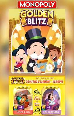 #ad Monopoly GO Gloden Blitz 26 4 ⭐️⭐️⭐️⭐️ FAST DELIVERY ⚡️⚡️ Read Description $3.50