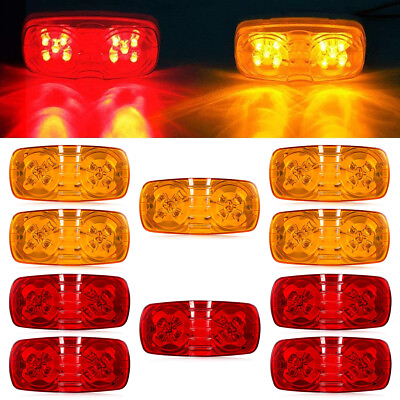 #ad 10x Red Amber LED Side Marker Lights Indicators RV Camper Trailer Truck Running $29.99