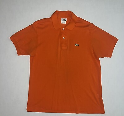 #ad Lacoste Shirt Men’s 4 Orange Short Sleeve Golf Polo $19.99