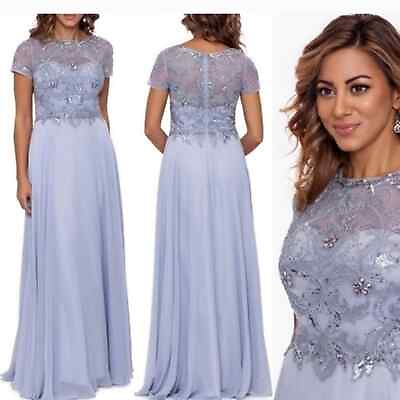#ad NWT Alex Evenings Mason Womens dusty blue beaded chiffon formal gown Size 14 $160.00