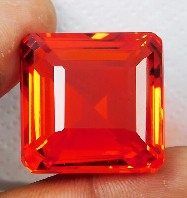 #ad Certified Natural 85.65 Ct Mexican Fire Opal Red Orange Asscher Cut Gemstone $28.70
